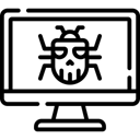 Icon of computer monitor with bug on screen