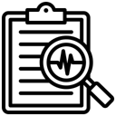 Clipboard and magnifying glass icon