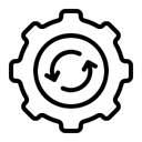 Gear with circular recovery arrow icon