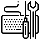 Icon of keyboard behind screw and wrench