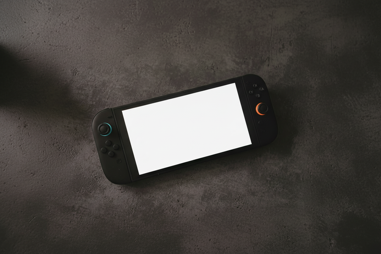 Nintendo Switch with white screen.